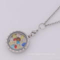 Latest fashion design large silver round glass memory charms locket jewlery